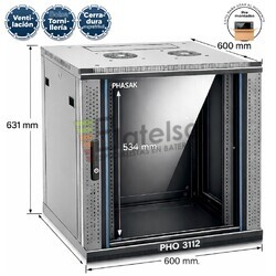 Armario Rack 12U 600x600 mm | Mural Phasak Pro PHO 3112